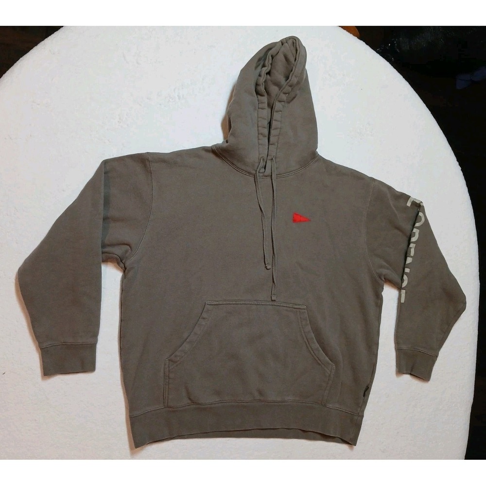 Florence Marine X Burgee Hoodie Mens Medium Gray Green Surf Pullover Sweatshirt